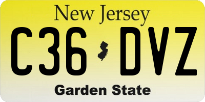 NJ license plate C36DVZ