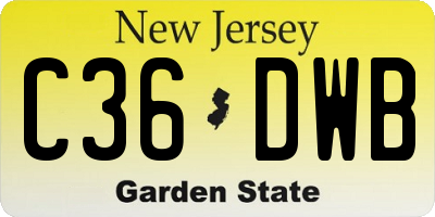 NJ license plate C36DWB