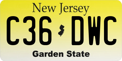 NJ license plate C36DWC
