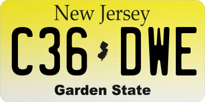 NJ license plate C36DWE