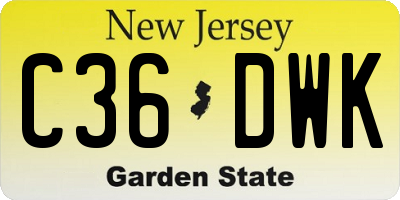 NJ license plate C36DWK