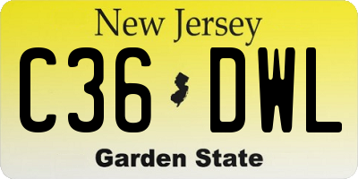 NJ license plate C36DWL