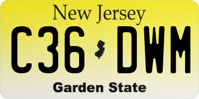 NJ license plate C36DWM