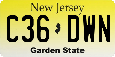 NJ license plate C36DWN