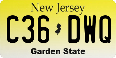 NJ license plate C36DWQ