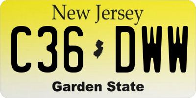 NJ license plate C36DWW