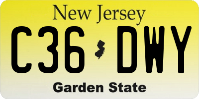 NJ license plate C36DWY