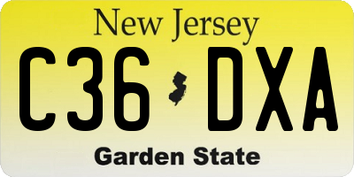 NJ license plate C36DXA