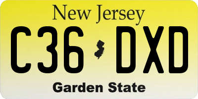 NJ license plate C36DXD