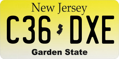 NJ license plate C36DXE