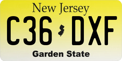 NJ license plate C36DXF