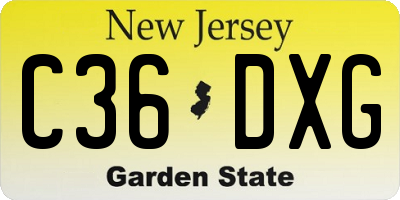 NJ license plate C36DXG