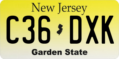 NJ license plate C36DXK