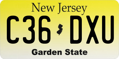 NJ license plate C36DXU