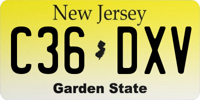 NJ license plate C36DXV