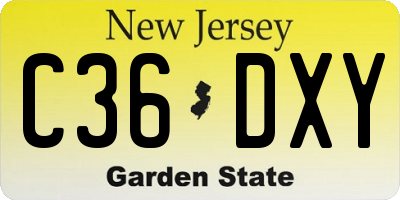 NJ license plate C36DXY