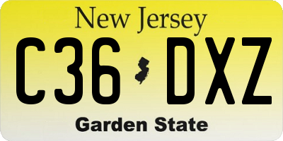 NJ license plate C36DXZ