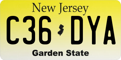 NJ license plate C36DYA