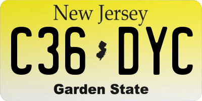 NJ license plate C36DYC