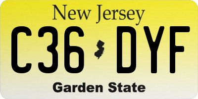 NJ license plate C36DYF