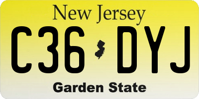 NJ license plate C36DYJ