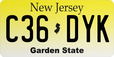 NJ license plate C36DYK