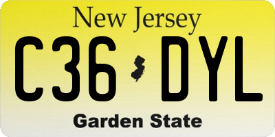 NJ license plate C36DYL