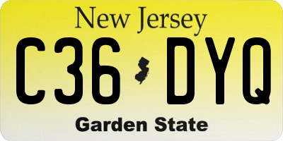 NJ license plate C36DYQ