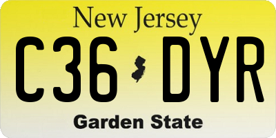 NJ license plate C36DYR