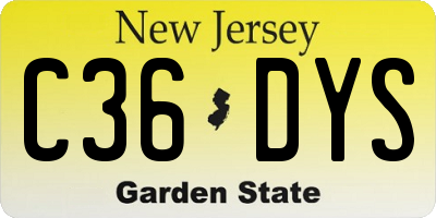 NJ license plate C36DYS