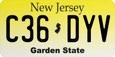 NJ license plate C36DYV
