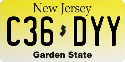 NJ license plate C36DYY