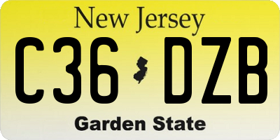 NJ license plate C36DZB