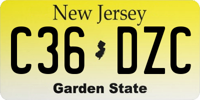 NJ license plate C36DZC
