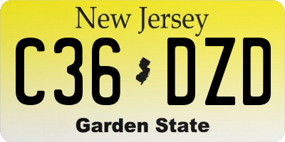 NJ license plate C36DZD