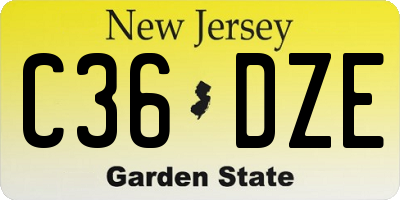 NJ license plate C36DZE