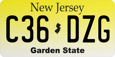 NJ license plate C36DZG