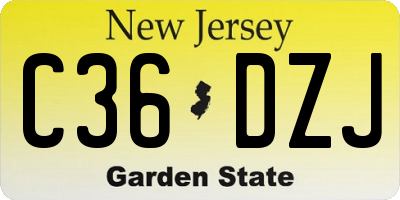 NJ license plate C36DZJ