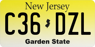 NJ license plate C36DZL