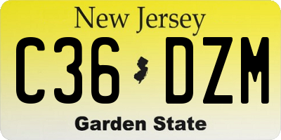 NJ license plate C36DZM