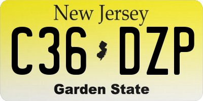 NJ license plate C36DZP