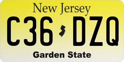 NJ license plate C36DZQ