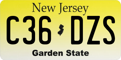 NJ license plate C36DZS