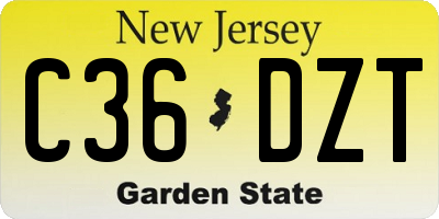 NJ license plate C36DZT