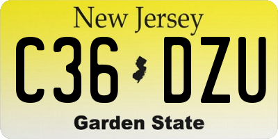 NJ license plate C36DZU