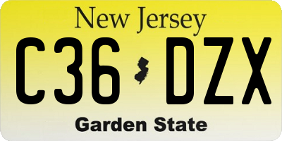 NJ license plate C36DZX