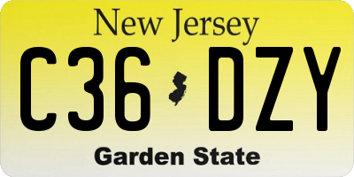 NJ license plate C36DZY
