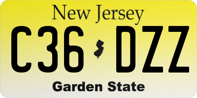 NJ license plate C36DZZ