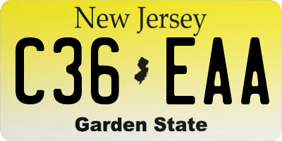 NJ license plate C36EAA