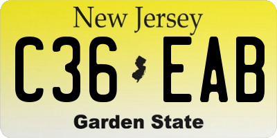 NJ license plate C36EAB